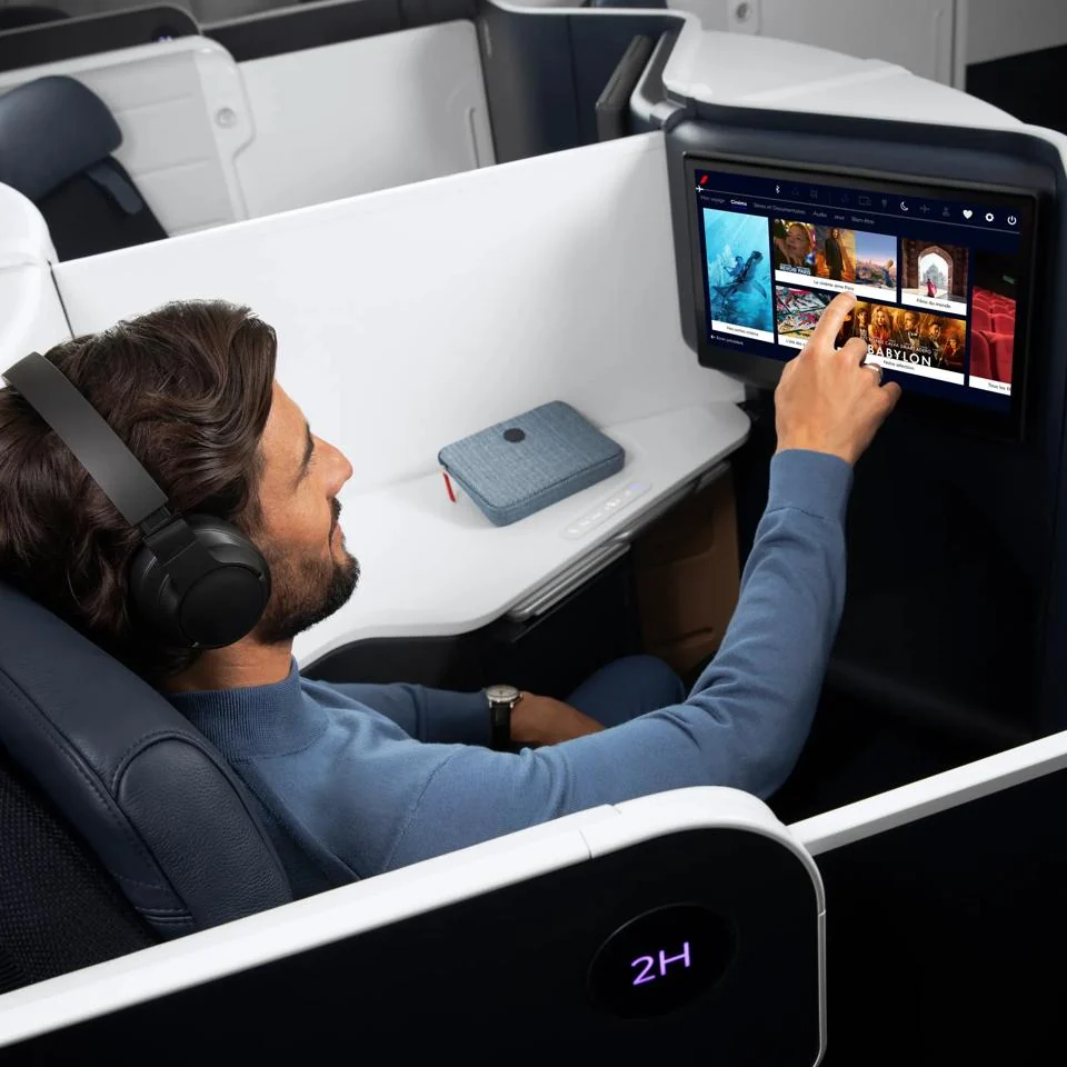 Passageiro na cabine Business da Air France