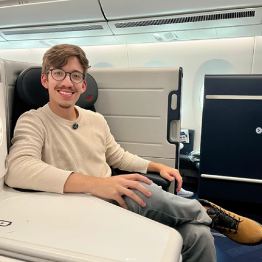 Arthur Pasetti na cabine Business da Air France