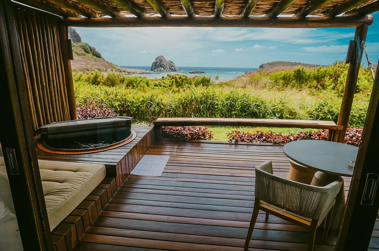 Balcony of the Pousada Maravilha with the Morro do Pico in the background